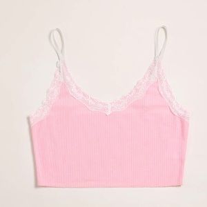 Light Pink Lace Crop Cami Top